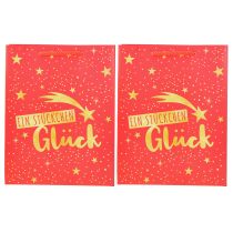 Artikel Geschenktüte Weihnachten aus Papier Rot 23 cm 2 Stück mit Sternmotiv