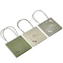 Artikel Geschenktüte Papier quadratisch 12 cm 6 Stück Weihnachtsspruch Sterne