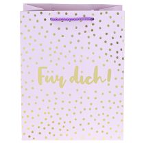 Artikel Geschenktasche aus Papier mit Henkeln, 18×10×23 cm, Flieder mit Goldakzenten, 2 Stück
