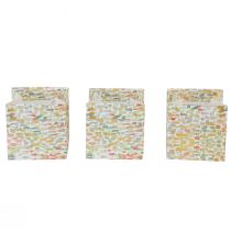 Artikel Geschenktasche aus Papier, bunt gemustert, 10,5 × 10,5 × 10,5 cm, 8 Stück