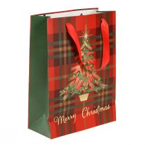 Artikel Geschenktaschen Papier Weihnachten 18x24cm Rot Grün Karo Baum 4 Stück