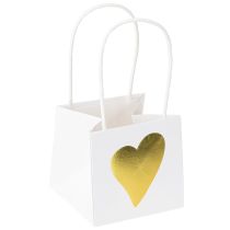 Artikel Geschenktüten mit Henkeln Weiß Gold Papier 8,5×8,5×8cm 12 St