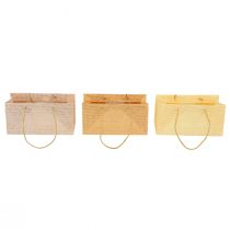 Artikel Geschenktüten aus gewebtem Papier mit Henkeln 20×10×10cm 3-farbig Vanille Orange Rosa 6 Stück