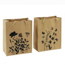 Artikel Geschenktüten Papier Natur mit Henkeln Schwarz 12×15 cm 6 Stück
