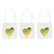 Artikel Geschenktüten mit Henkeln Weiß Gold Papier 8,5×8,5×8cm 12 St
