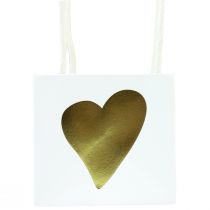 Artikel Geschenktüten mit Herzen und Henkeln Weiß Gold 10,5cm 12 St