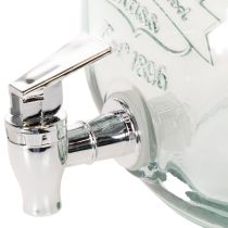 Artikel Getränkespender aus Recyclingglas mit Zapfhahn, 4 Gläser, H25,5 cm, klar-grünblau