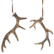 Artikel Geweih-Deko-Anhänger aus Polyresin Braun-Gold 13-15cm Set 6 Stück Innenbereich