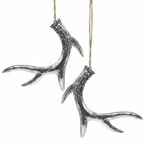 Artikel Dekohänger Geweih Silber-Antik 12cm x 11cm 4St