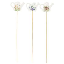 Artikel Gießkannen Dekostecker aus Holz mit Blumenmotiv 34 cm 12 Stück