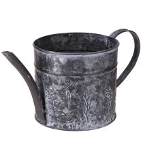 Artikel Gießkanne Metall Deko Grau Blumen Schwarz Ø13cm H13cm