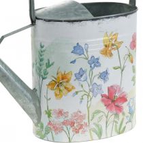 Deko-Gießkanne Metall, Metallkanne Blumen Vintage L35cm H31cm
