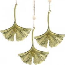 Artikel Ginkgoblatt-Anhänger, Adventsdeko, Metalldeko für den Herbst Golden L12cm 12 St