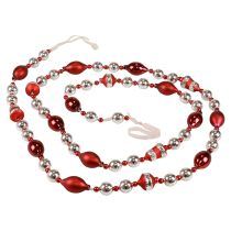 Girlande Weihnachten Glas Deko Rot Silber Fensterdeko 200cm