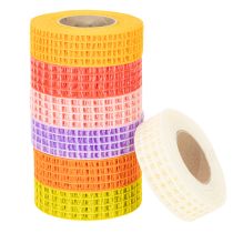 Artikel Gitterband Dekoband aus Kunststoff 7 Rollen 3cm x 10m Bunt sortiert