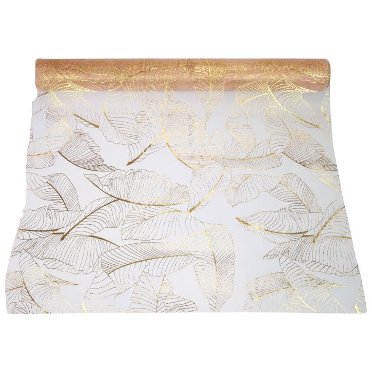 Artikel Tischläufer Kunststoff Blattmuster 48x450cm Orange Gold