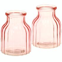 Artikel Glas Blumenvase Retro Rosa, Ø11cm, H14,5cm, 2er-Set