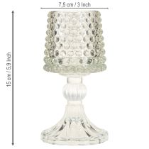Artikel Glas Teelichthalter mit Fuß und dekorativen Punkten 2er-Set
