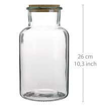 Glas mit Korkdeckel Deko-Glas mit Korken Klar Ø14cm H26cm