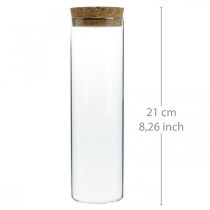 Glas mit Korkdeckel Glaszylinder mit Korken Klar Ø6cm H21cm