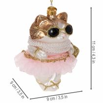 Artikel Katzen-Christbaumschmuck aus Glas mit Tutu, 11 cm, 2 Stück