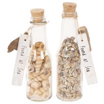 Artikel Glasflaschen-Set mit Muschelfüllung und Anhänger, 17 cm, 2 Stück