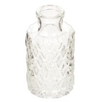 Artikel Mini Glasvase mit Rautenmuster transparent 9 cm 6er-Set