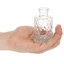Artikel Mini Glasvase mit Rautenmuster transparent 9 cm 6er-Set