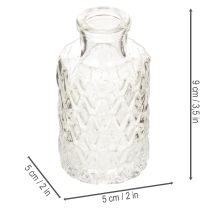 Artikel Mini Glasvase mit Rautenmuster transparent 9 cm 6er-Set