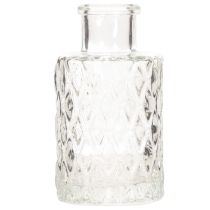 Artikel Mini Glasvase mit Rautenmuster transparent 9 cm 6er-Set