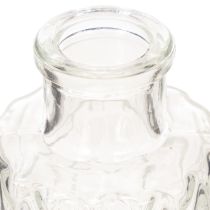 Artikel Mini Glasvase mit Rautenmuster transparent 9 cm 6er-Set