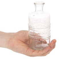 Artikel Glasflasche zylindrisch mit Muster klar 15 cm als Dekovase 6er Set