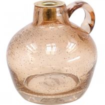 Kerzenständer Glas Stabkerze Hellbraun Deko Krug H15,5cm