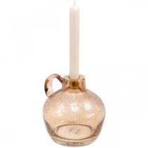 Kerzenständer Glas Stabkerze Hellbraun Deko Krug H15,5cm