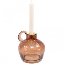 Kerzenständer Glas Stabkerze Braun Deko Krug Glas H15,5cm