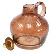 Artikel Kerzenständer Glas Stabkerze Braun Deko Krug Glas H15,5cm