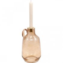 Kerzenständer Glas Stabkerze Hellbraun Glas Deko H22cm
