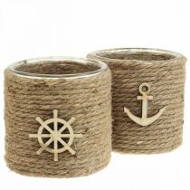 Teelichthalter Maritim Windlicht Glas Ø10,5cm H10cm 2St