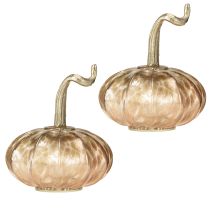Artikel Glaskürbis Tischdekoration aus Glas und Metall H14 cm Ø13 cm Kupfer Gold 2 Stück