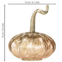 Artikel Glaskürbis Tischdeko Herbst Kürbis Glas Metall H14cm 2 St