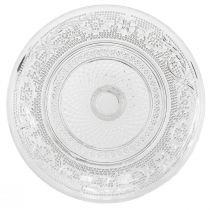 Artikel Glasteller mit Fuß Ø15 cm aus klarem Glas mit Muster
