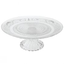 Artikel Glasteller auf Fuß Flache Glasschale mit Muster Klar Ø25cm