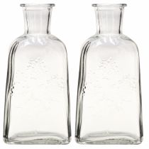 Artikel Glasvase Flaschenvase Transparent mit Beerenzweigmuster H19 cm 2er Set