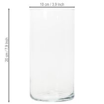 Artikel Glasvase hoch aus klarem Glas, zylindrisch, 20 cm