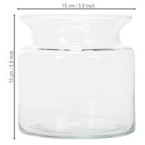 Artikel Klare Glasvase 15 cm – Zylindrisch mit breitem Rand für Blumen und Windlichter