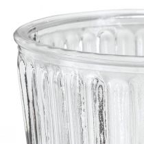 Artikel Glasvase mit Fuß Deko Glaspokal geriffelt Ø13cm H19cm