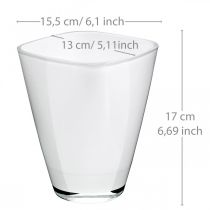 Blumenvase, Glasgefäß, Übertopf Weiß H17cm B13cm