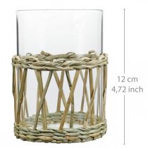 Artikel Glasvase Zylinder Glas mit geflochtenen Gräsern Ø8cm H12cm