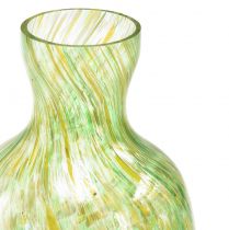 Artikel Glasvase Glas Deko Blumenvase Grün Gelb Ø10cm H18cm