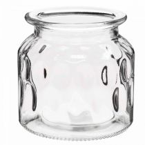 Glasvase mit Muster, Windlicht Glas Klar H11cm Ø11cm